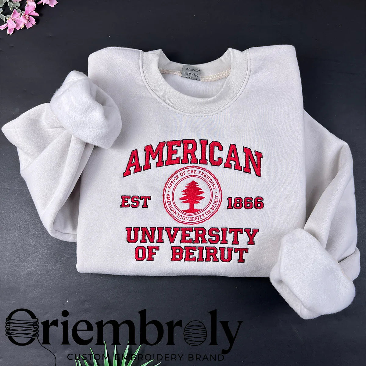 Custom College Embroidered Sweatshirt | Graduation Senior Crewneck | University Hoodie - ORI888