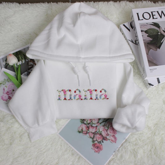 Embroidered MAMA Floral Crewneck Sweatshirt