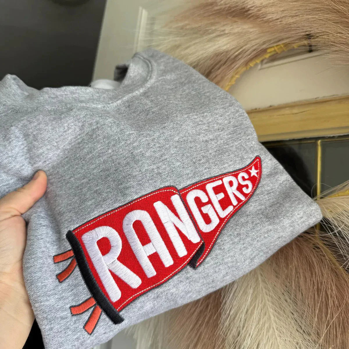 Matching friend sweatshirts with pennant design